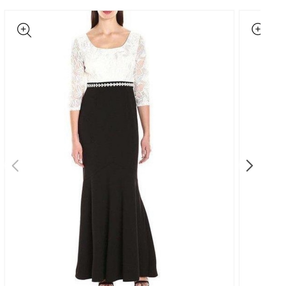 Alex Evenings Colorblock Lace Bodice Beaded Waist Gown 6